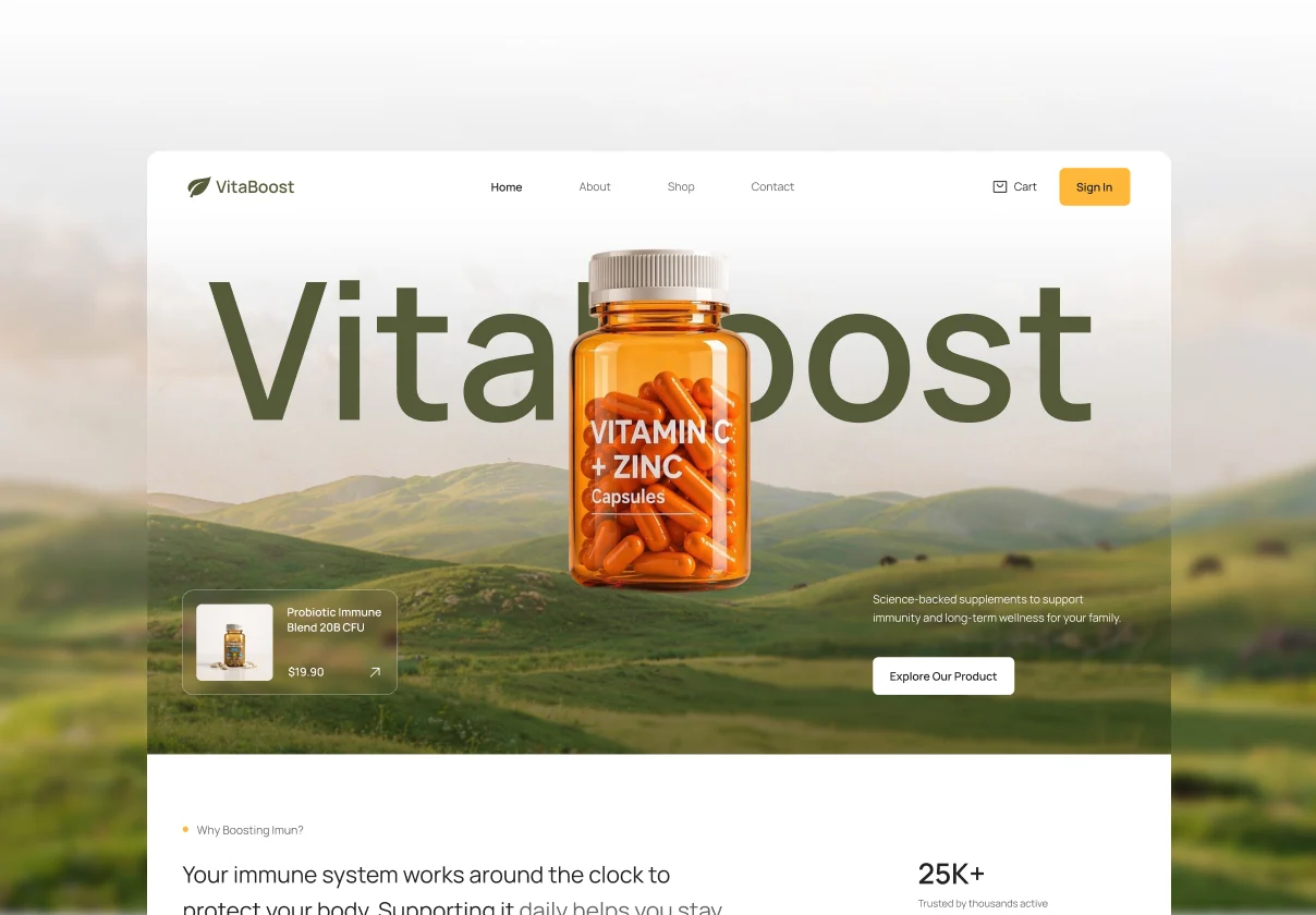 VitaBoost - Health & Nutrition Website UI Figma Template