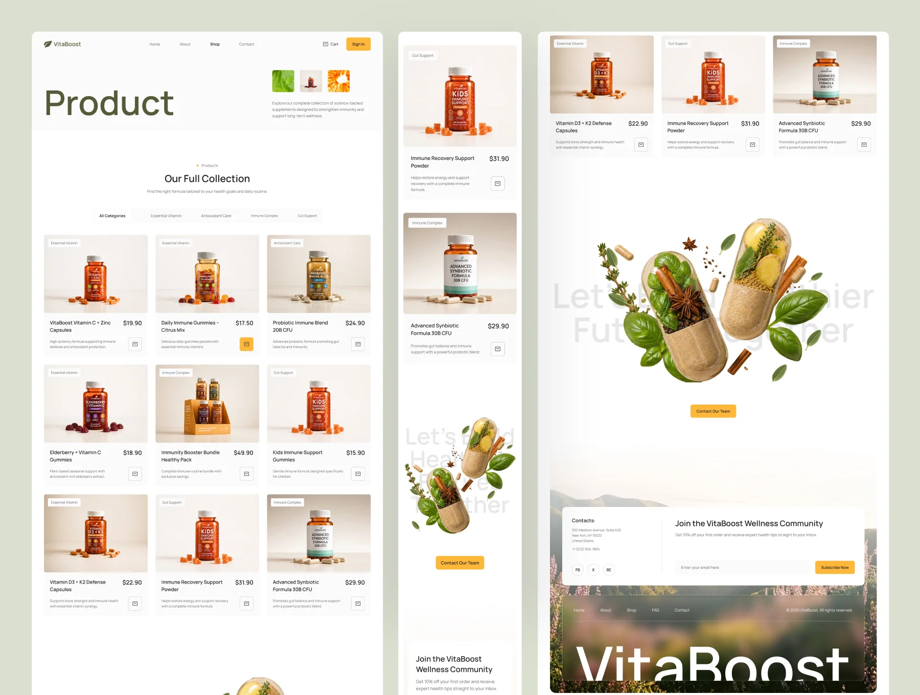 VitaBoost - Health & Nutrition Website UI Figma Template 3