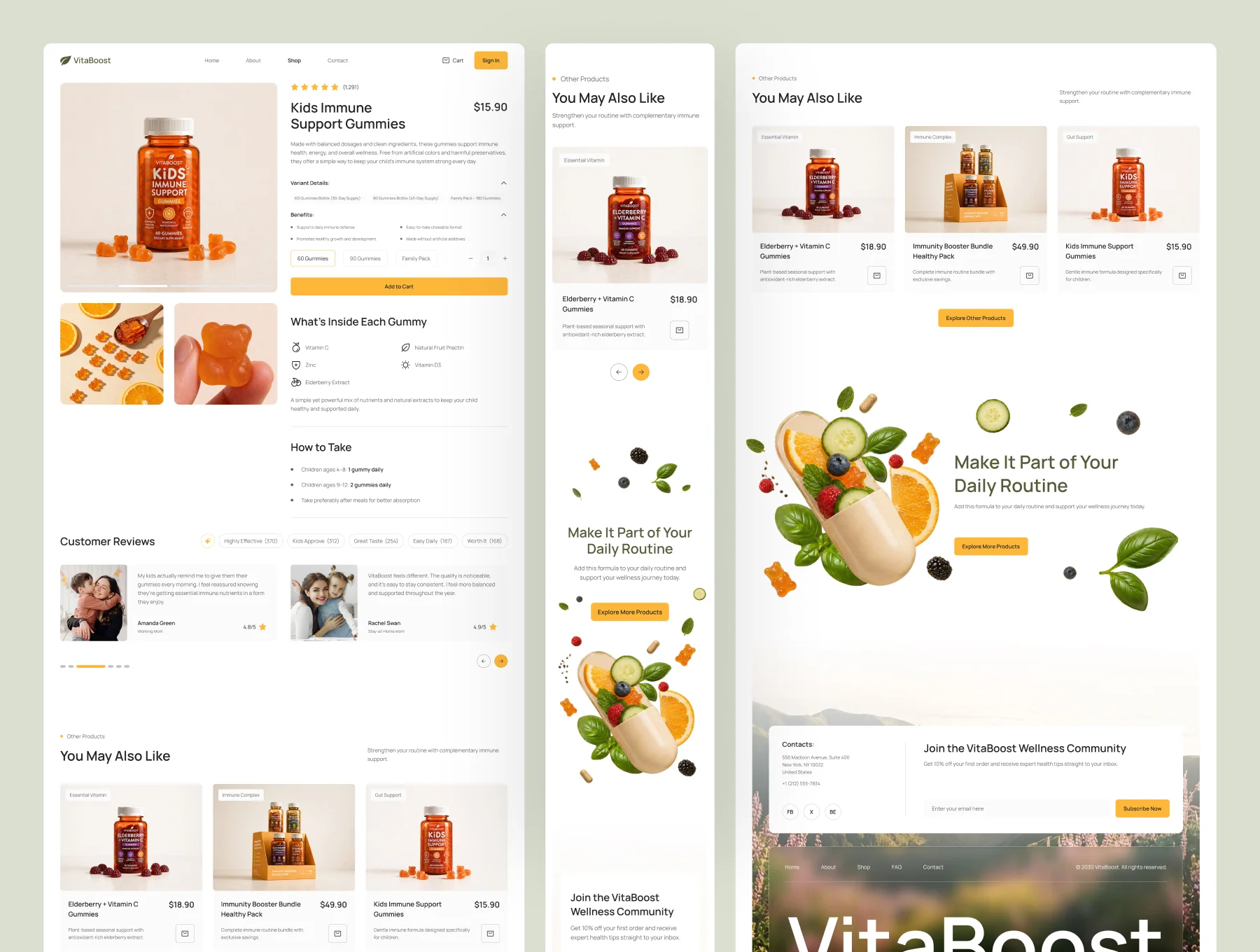 VitaBoost - Health & Nutrition Website UI Figma Template 4