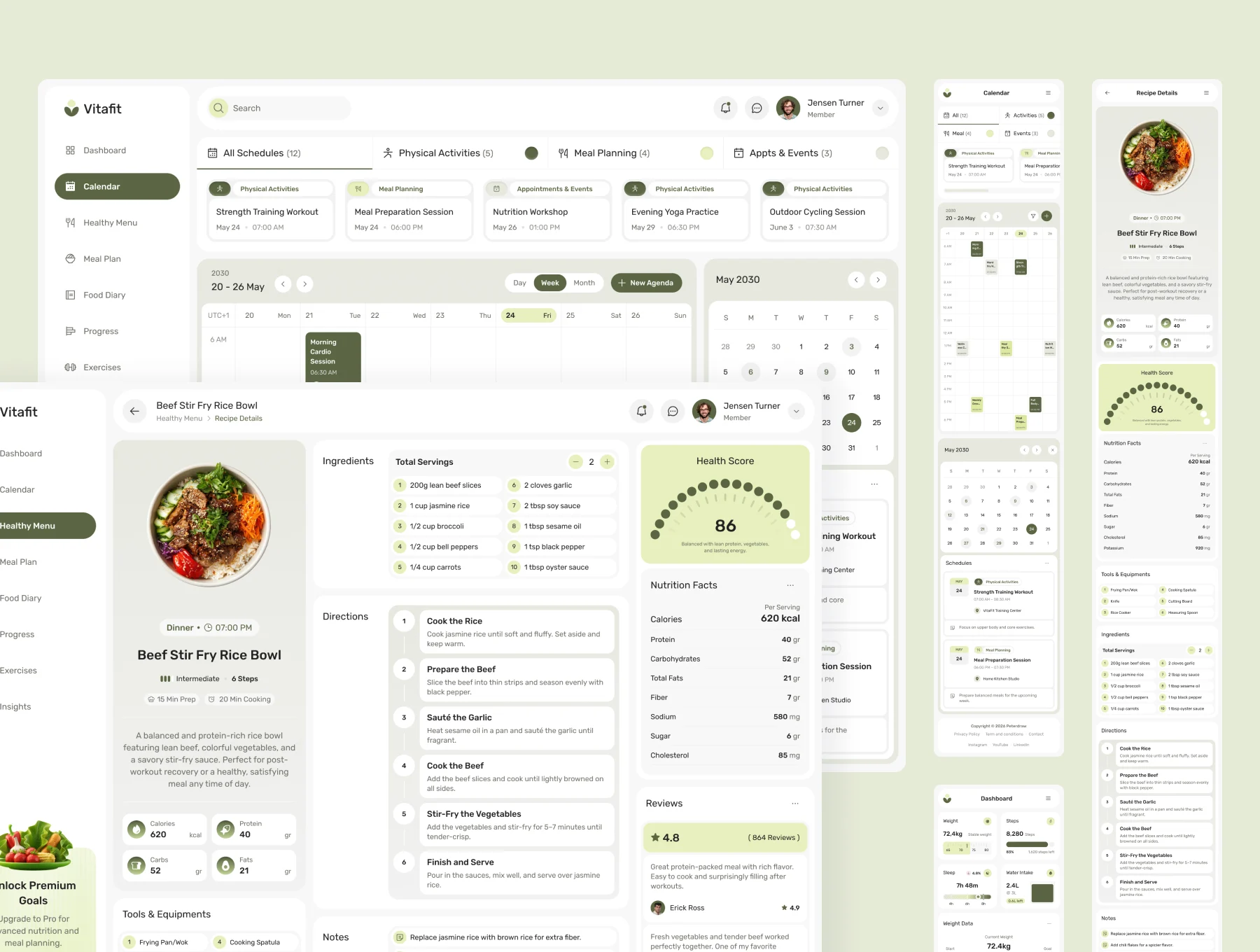 VitaFit - Nutrition & Diet Dashboard UI Figma Template 2