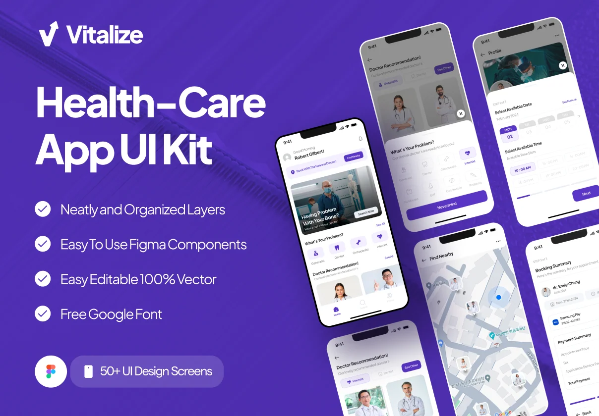 Vitalize - Healthcare  App UI Kit