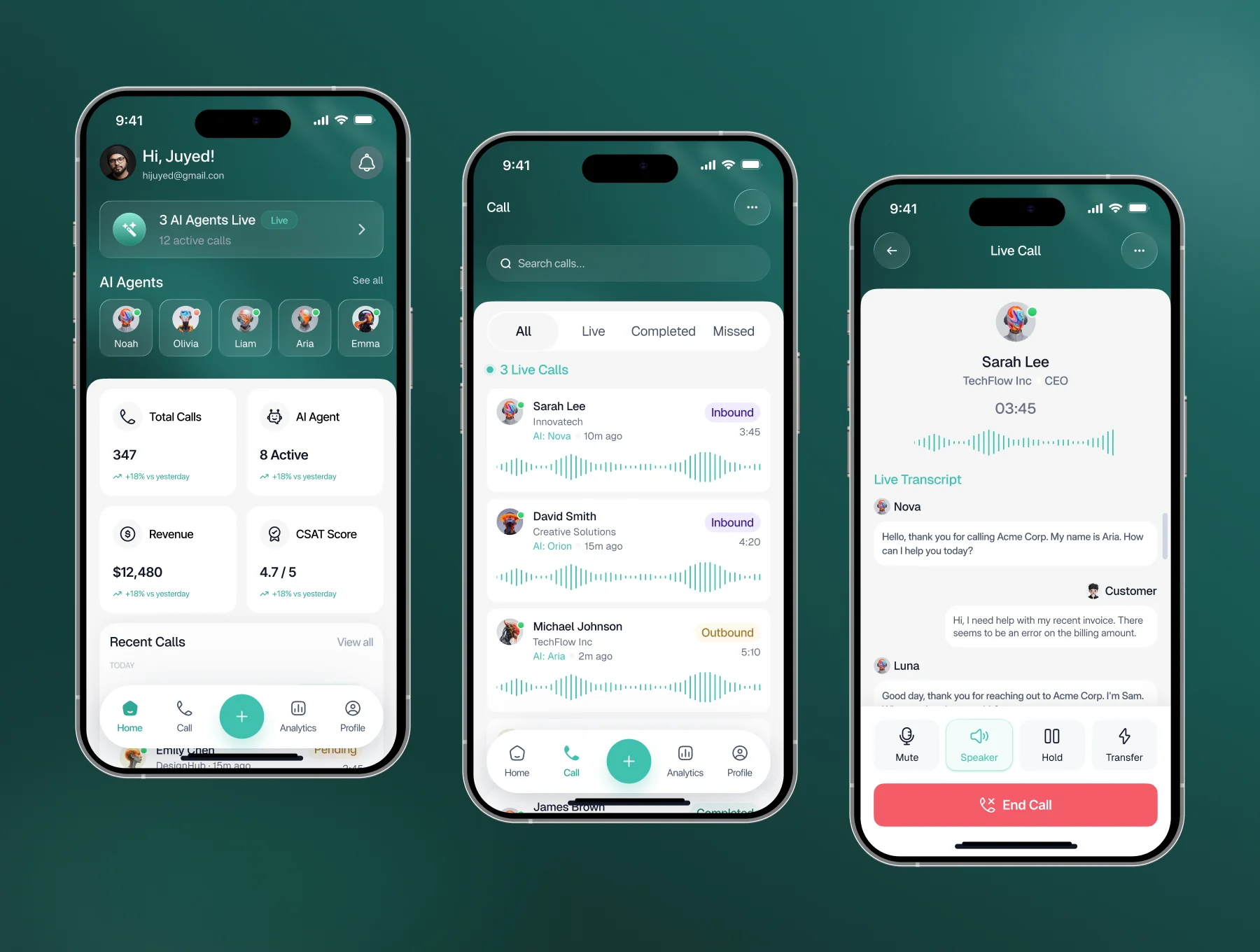 VoiceOps AI – Enterprise AI Voice Agent Mobile App UI Kit 5
