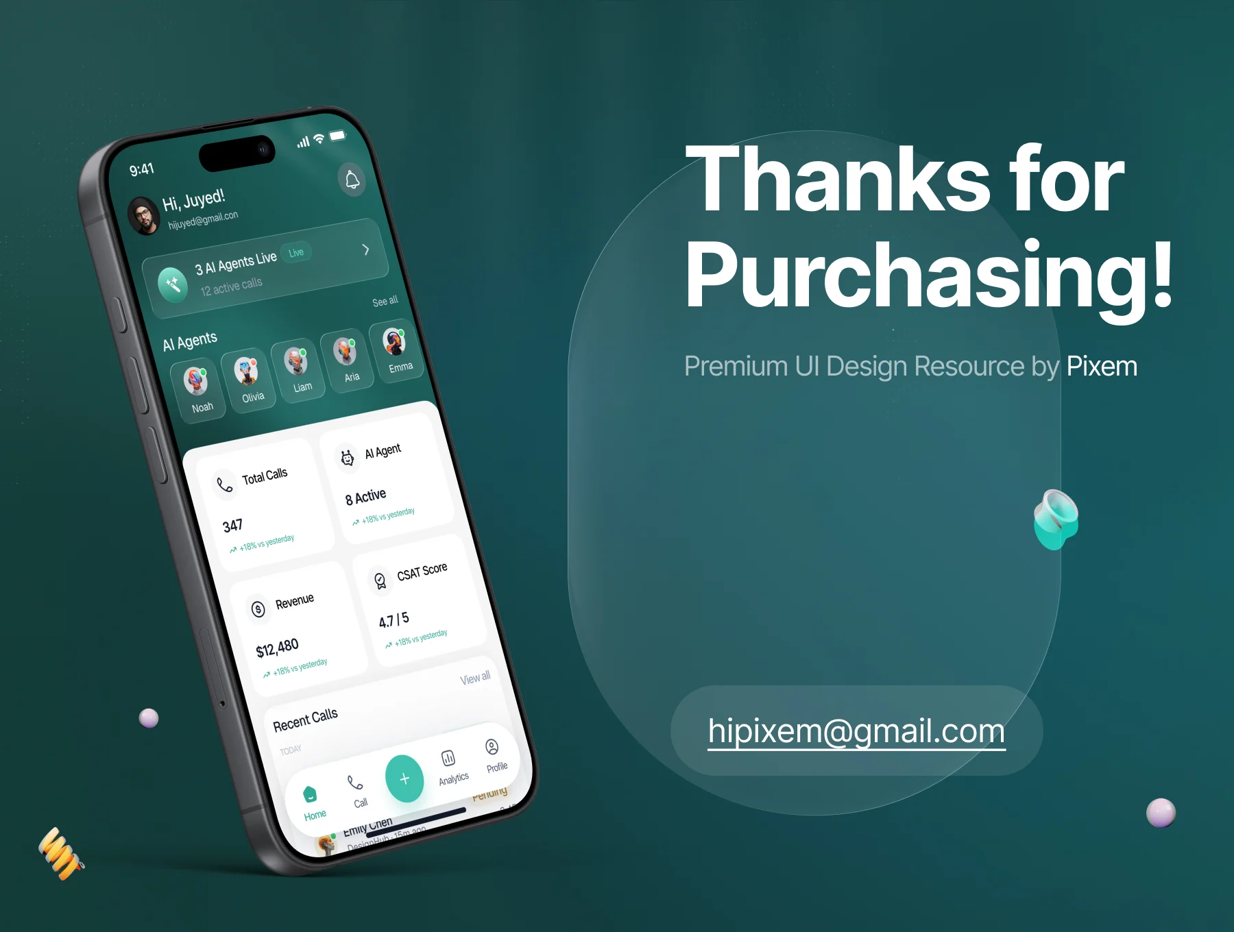 VoiceOps AI – Enterprise AI Voice Agent Mobile App UI Kit 6