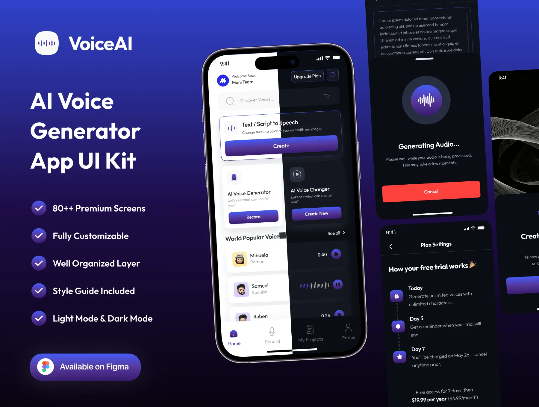 VoiceQu - AI Voice Generator Mobile App UI Kit