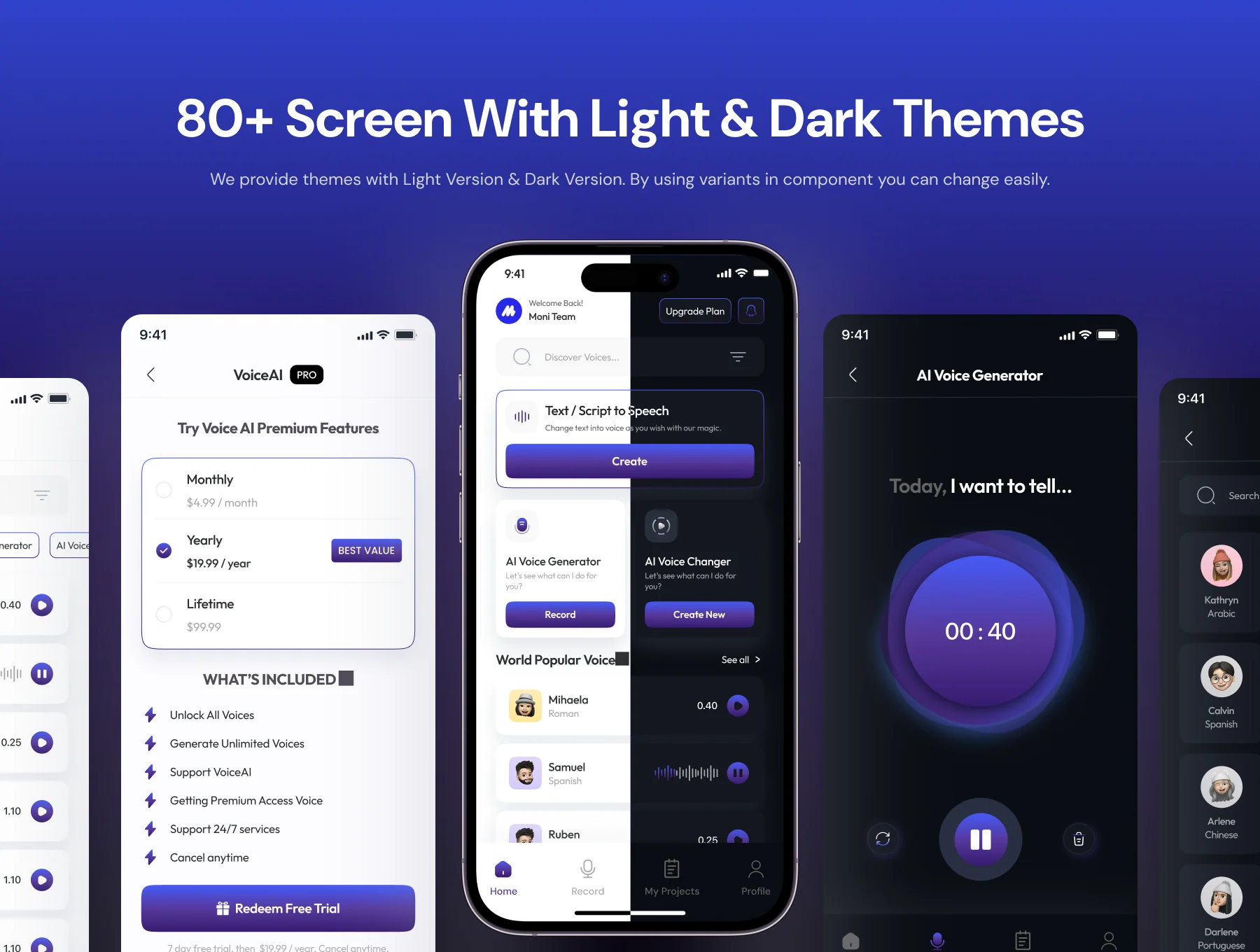 VoiceQu - AI Voice Generator Mobile App UI Kit 3