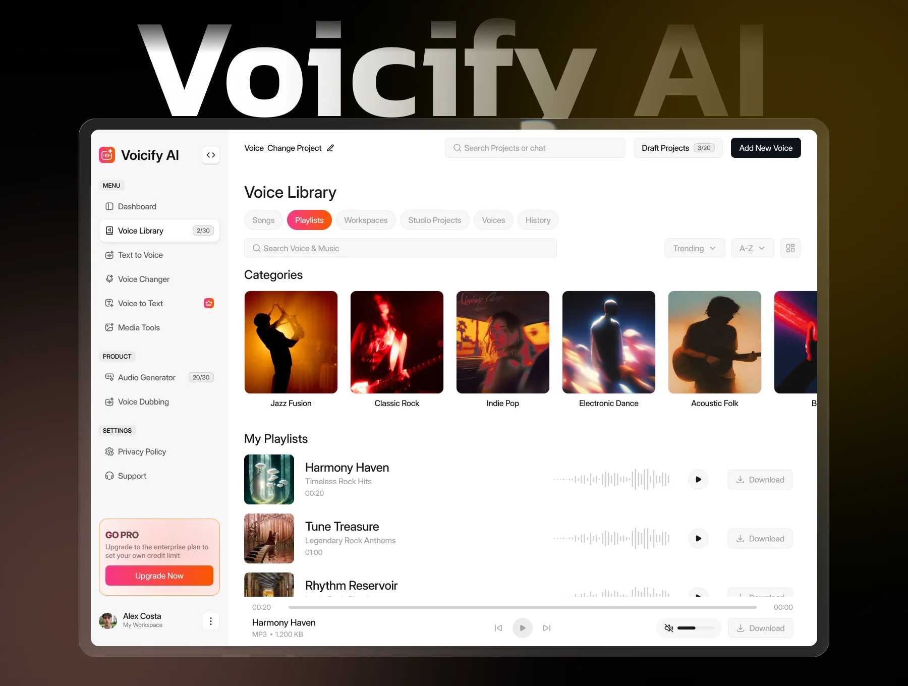 Voicify AI - AI Voice Intelligent Agents Dashboard Ui Kit
