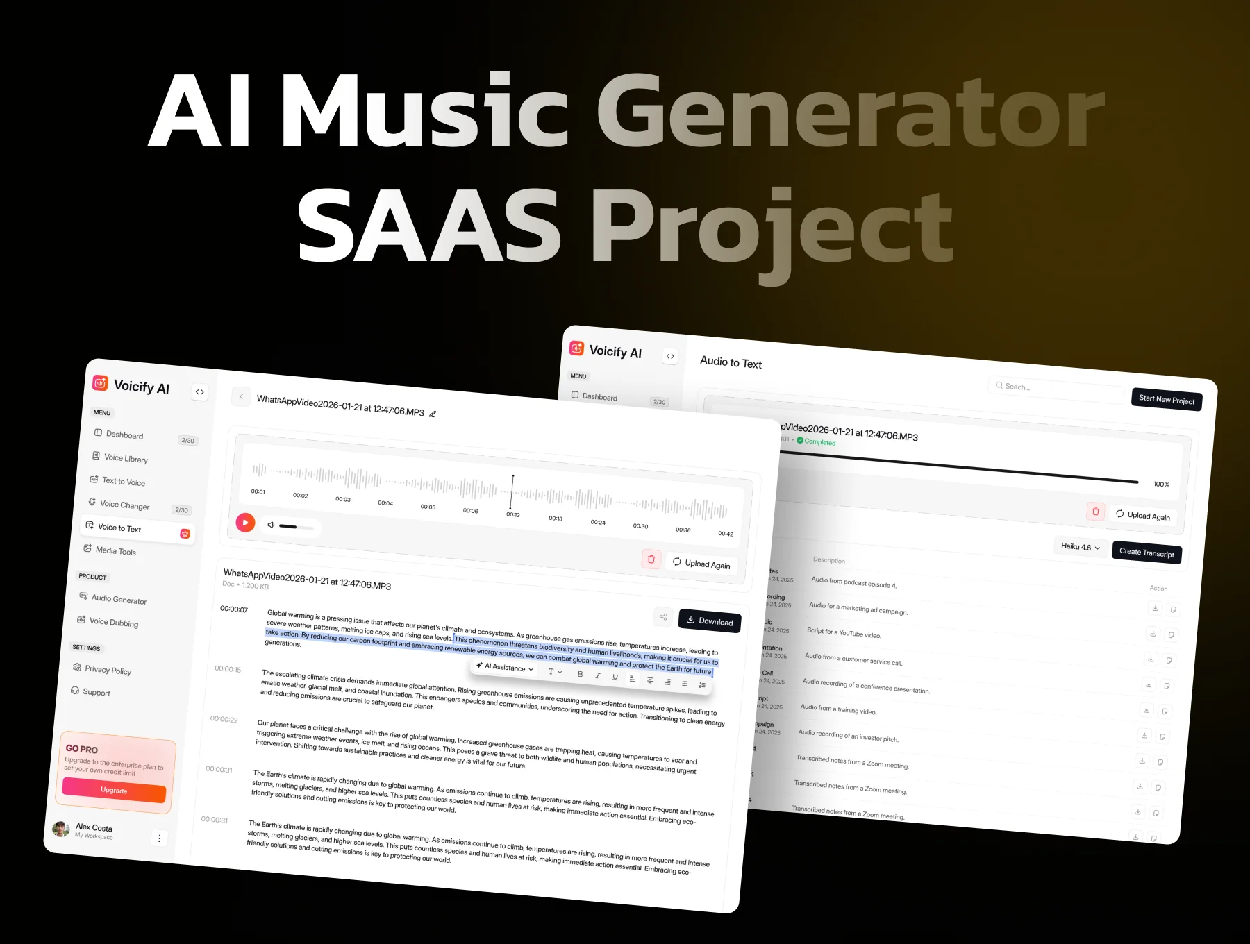 Voicify AI - AI Voice Intelligent Agents Dashboard Ui Kit 5