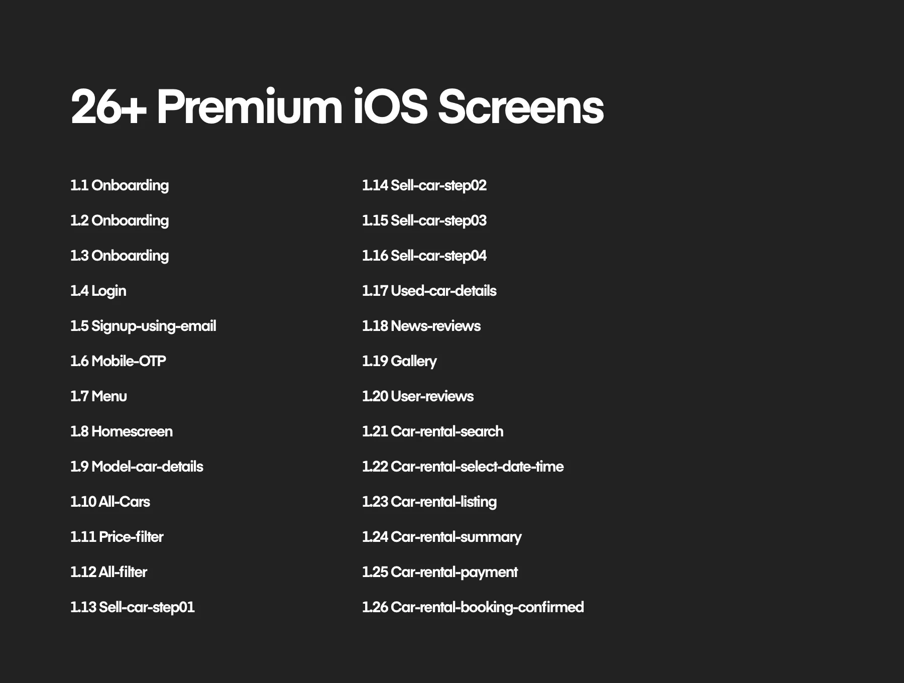 Vola Cars Premium iOS App UI Kit Sketch 2