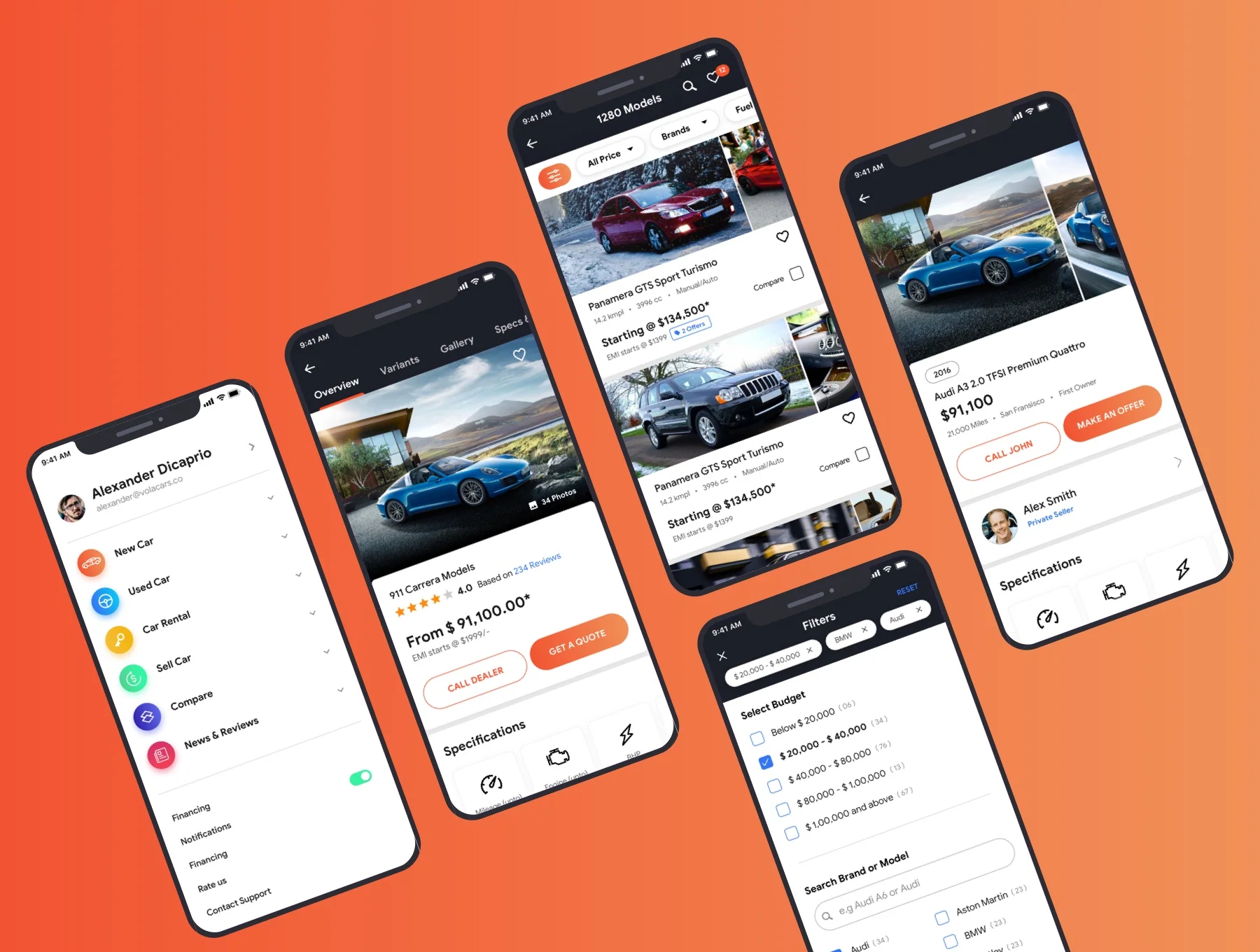 Vola Cars Premium iOS App UI Kit Sketch 5