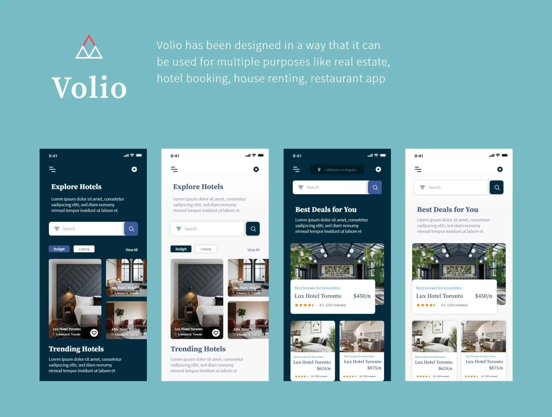 Volio - Hotel booking, restaurant and real estate app 3