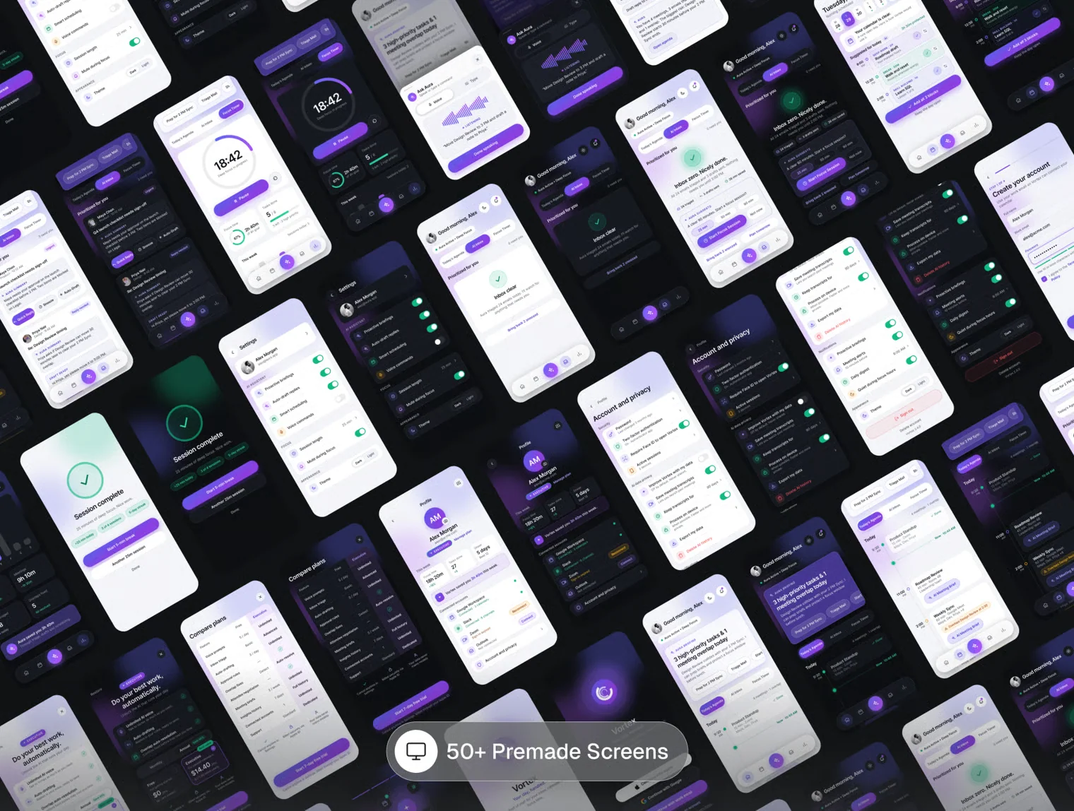 Vortex – Executive AI Assistant & Productivity Mobile App UI Kit 4
