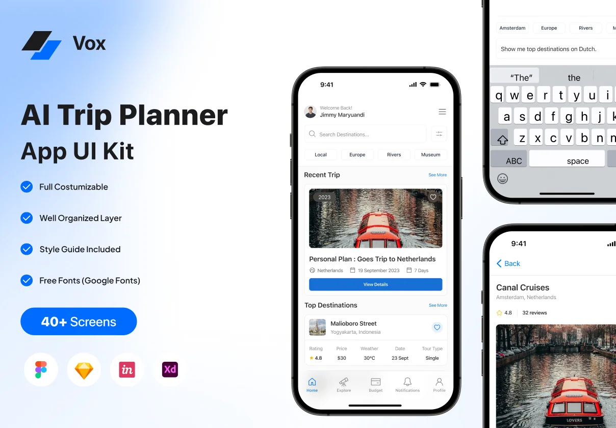 Vox - AI Trip Planner Apps UI KIT