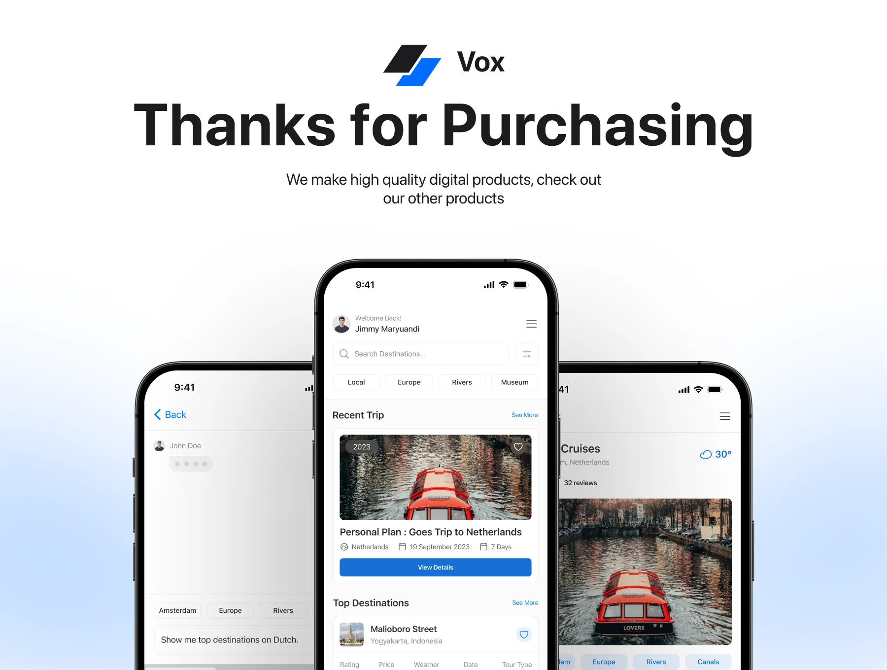 Vox - AI Trip Planner Apps UI KIT 6