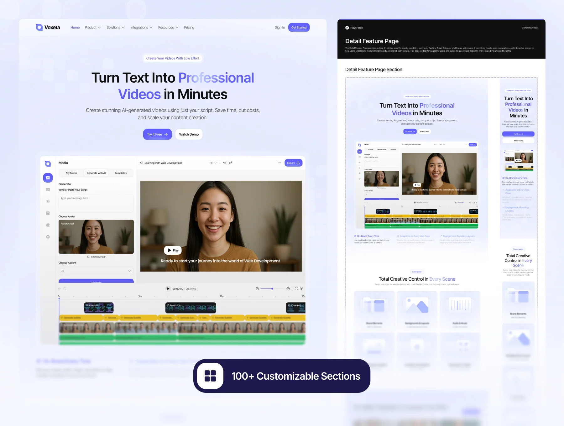 Voxeta - AI for Video Generator Website UI Kit 5
