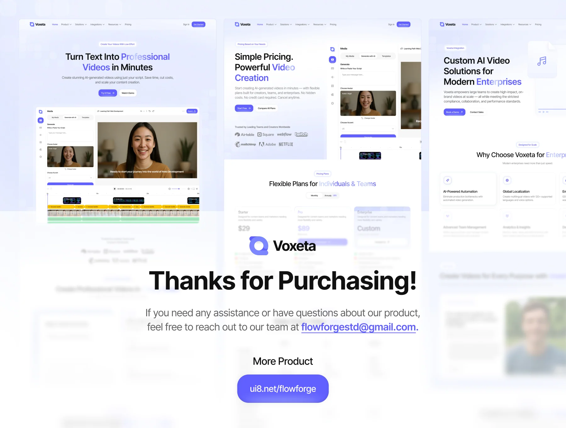 Voxeta - AI for Video Generator Website UI Kit 8