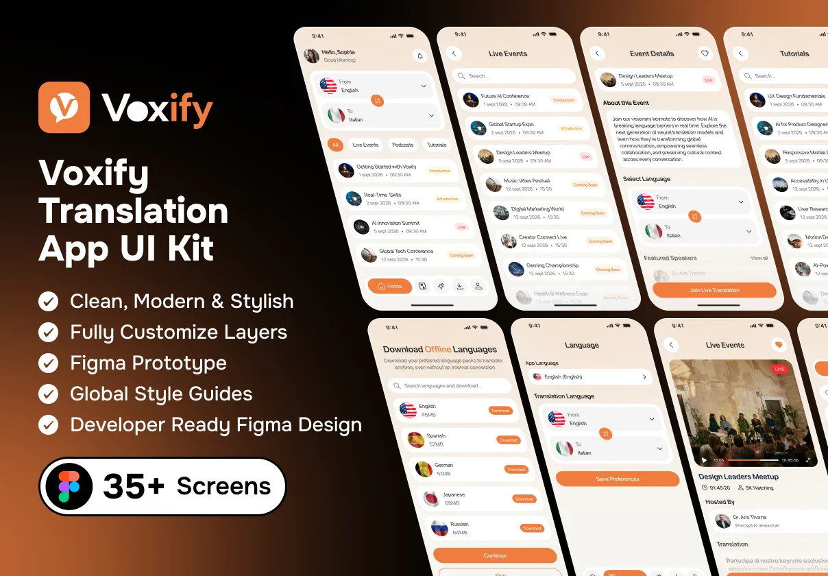 Voxify – Translation App UI Kit