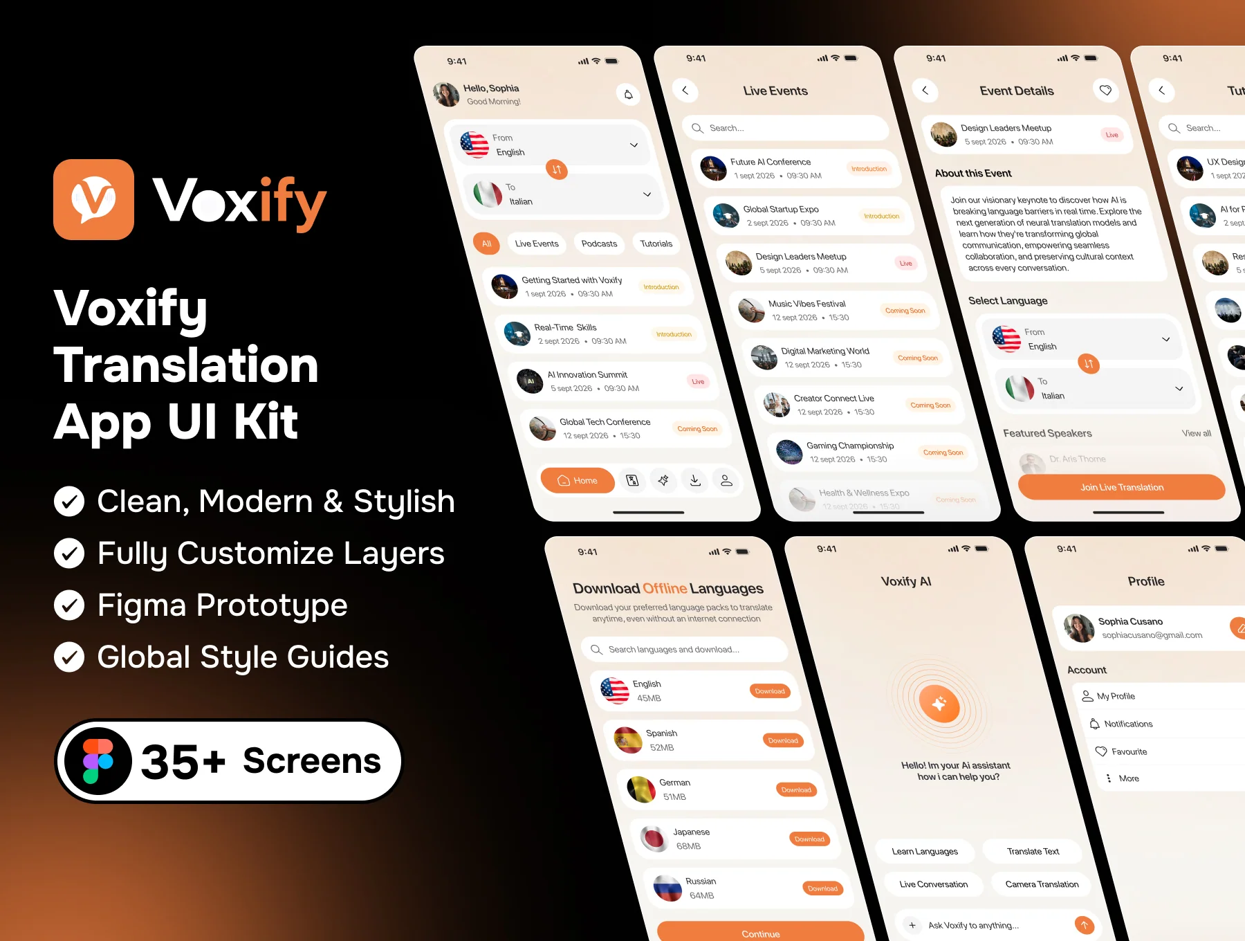 Voxify – Translation App UI Kit