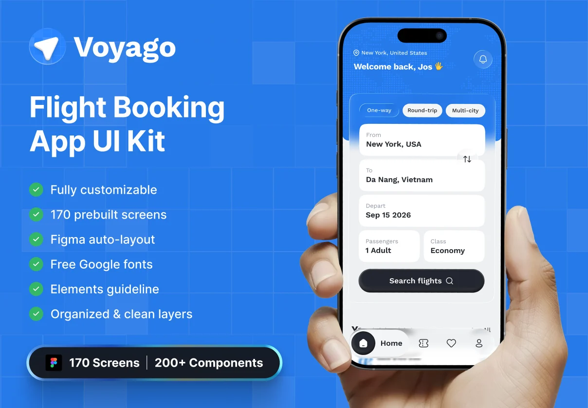 Voyago - Flight Booking App UI Kit