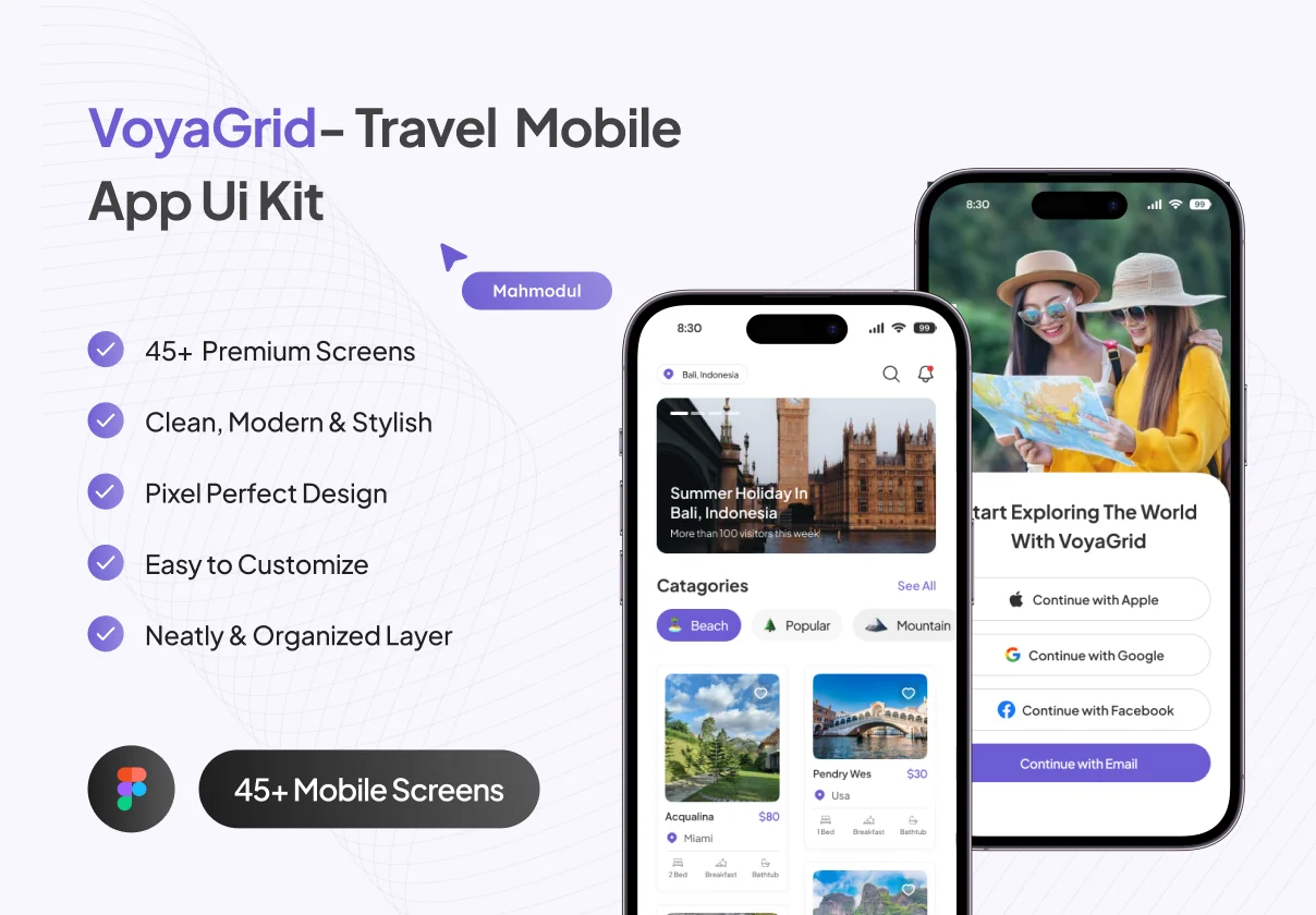 VoyaGrid- Travel App Ui Kit