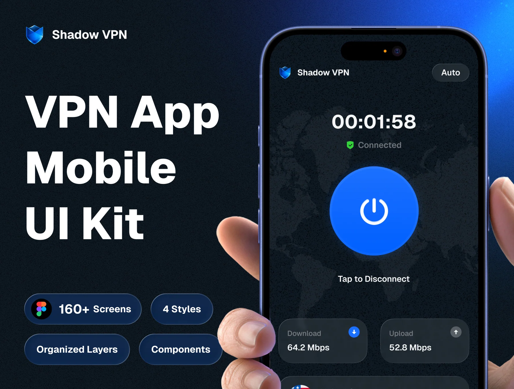 VPN Mobile UI Kit - Shadow VPN