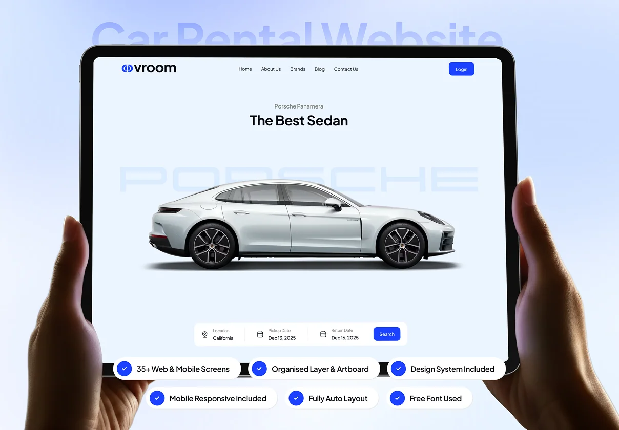 vroom - Car Rental Website UI Kit