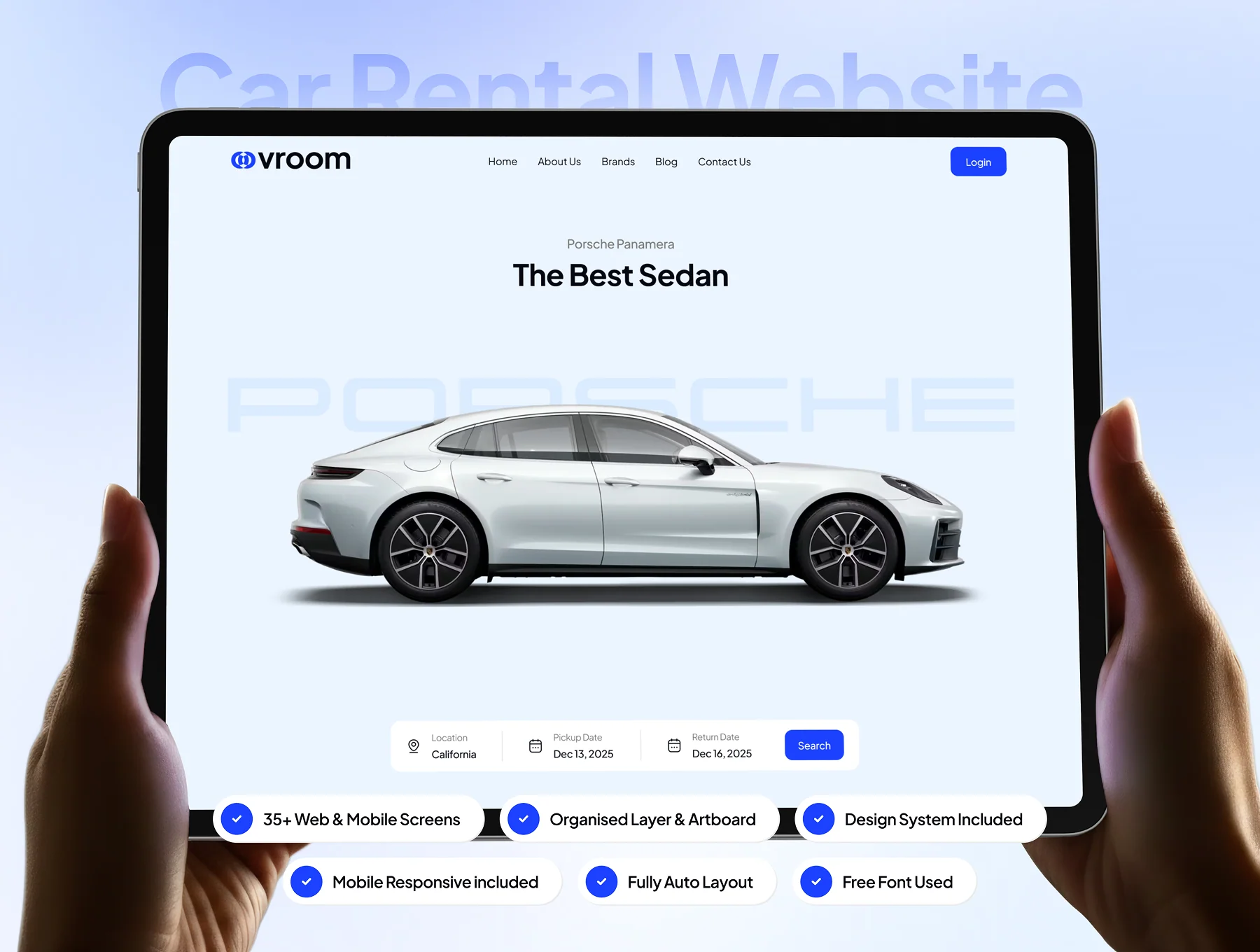 vroom - Car Rental Website UI Kit