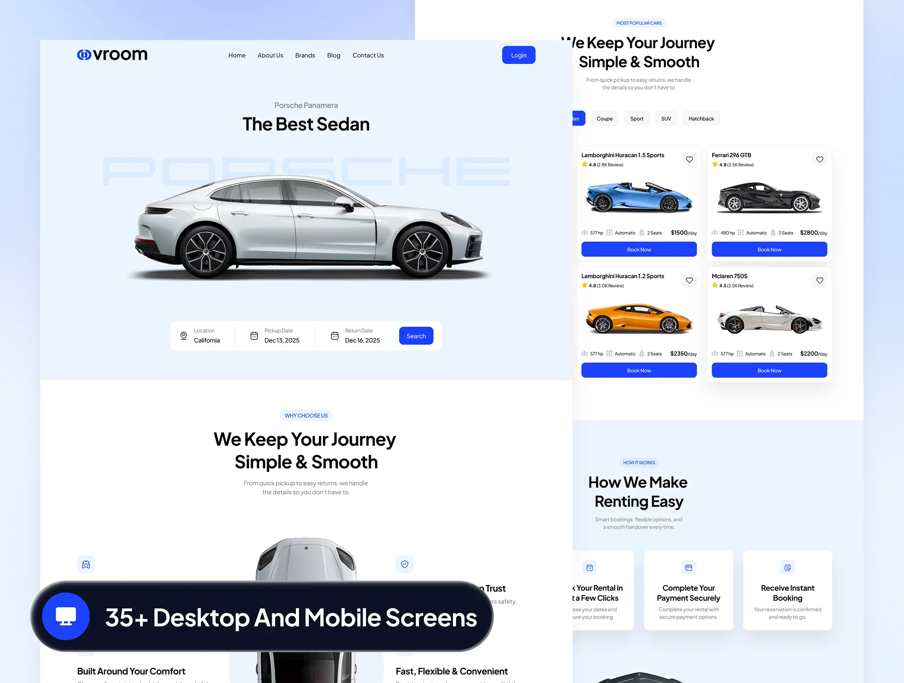 vroom - Car Rental Website UI Kit 4