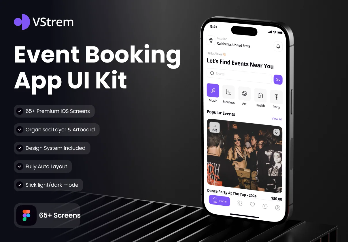 VStrem - Event Booking App UI Kit