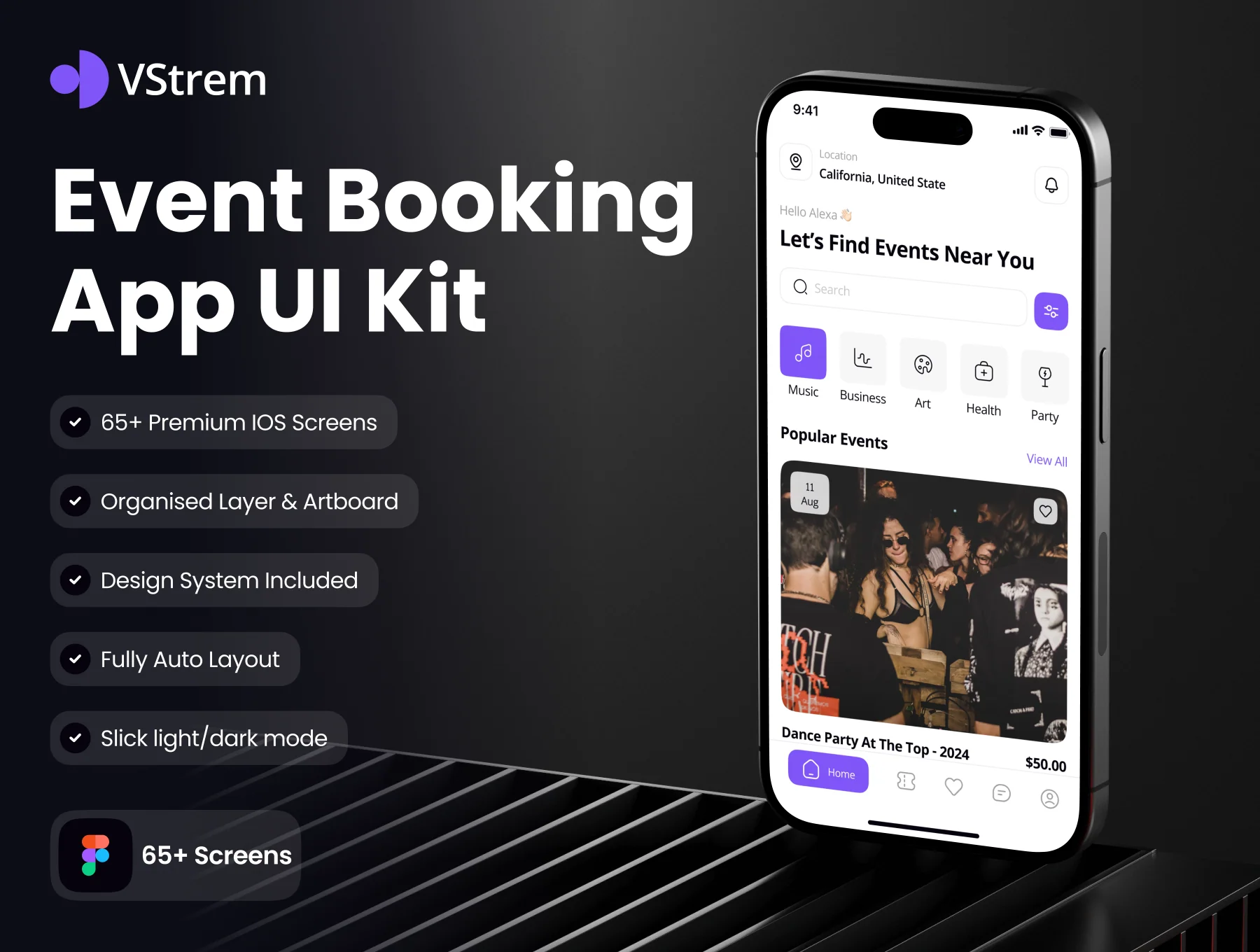VStrem - Event Booking App UI Kit