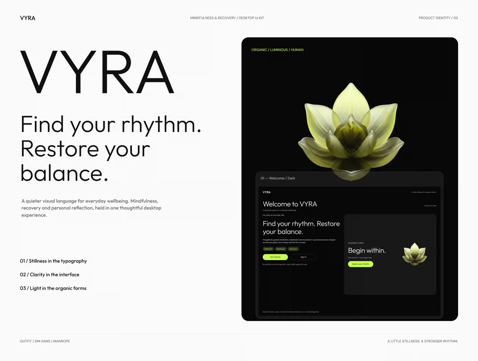 VYRA — Mindfulness & Recovery Desktop UI Kit 2