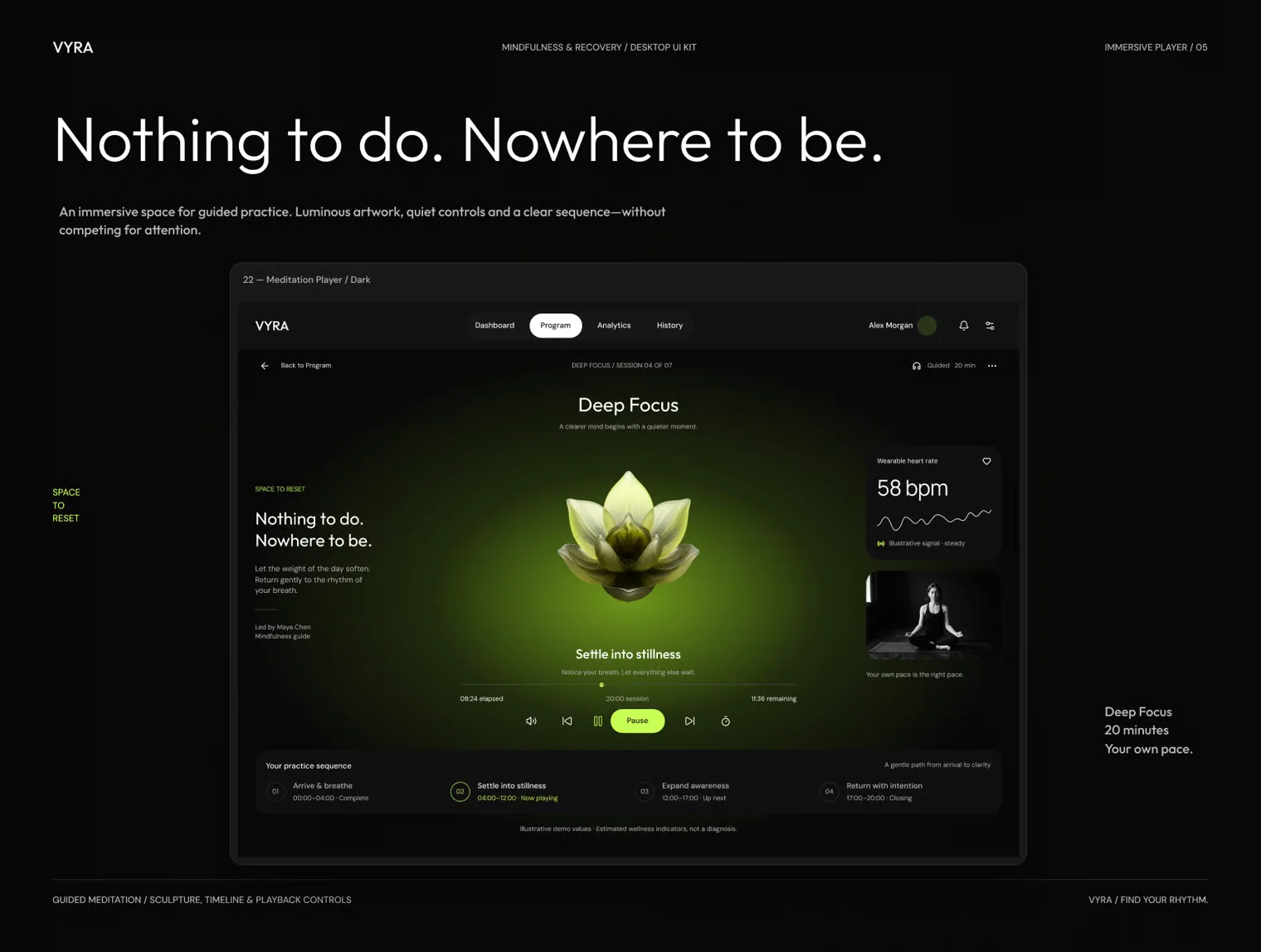 VYRA — Mindfulness & Recovery Desktop UI Kit 5
