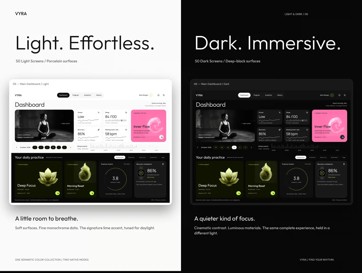 VYRA — Mindfulness & Recovery Desktop UI Kit 6