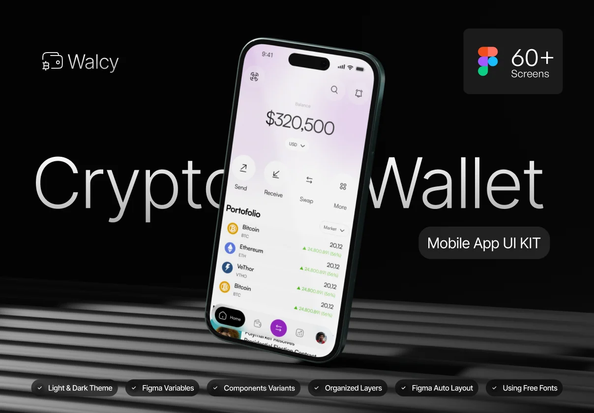 Walcy - Crypto Wallet Mobile UI KIT