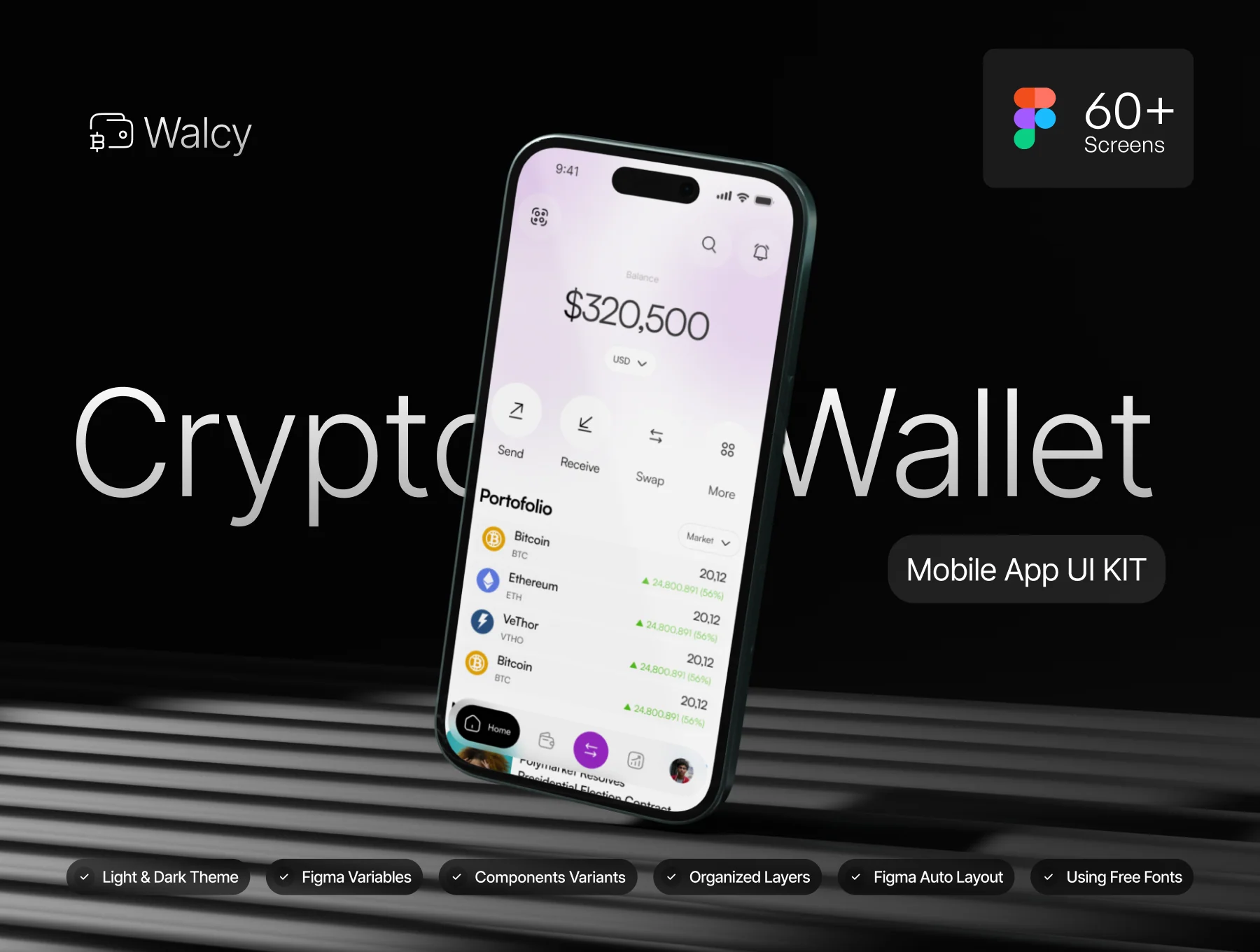Walcy - Crypto Wallet Mobile UI KIT