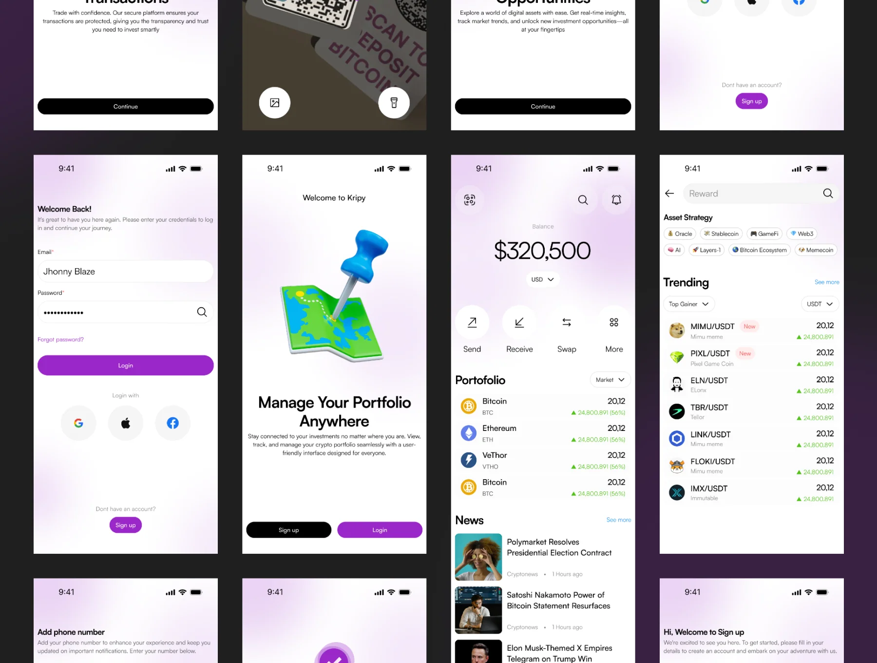 Walcy - Crypto Wallet Mobile UI KIT 4