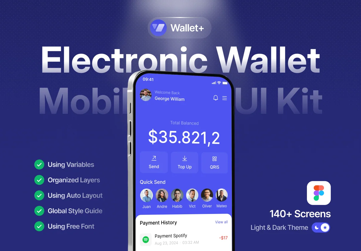 Wallet+ - E-Wallet App UI Kit