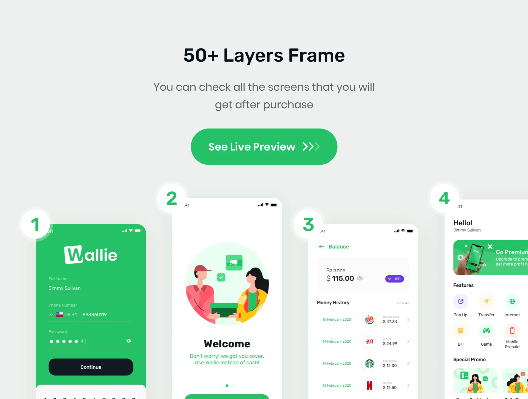 Wallie - Digital Wallet App UI KIT 5