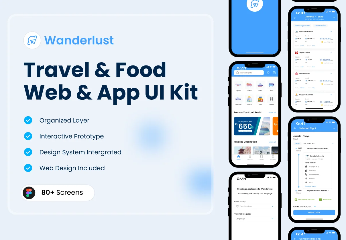 Wanderlust - Travel & Food Apps UI Kit