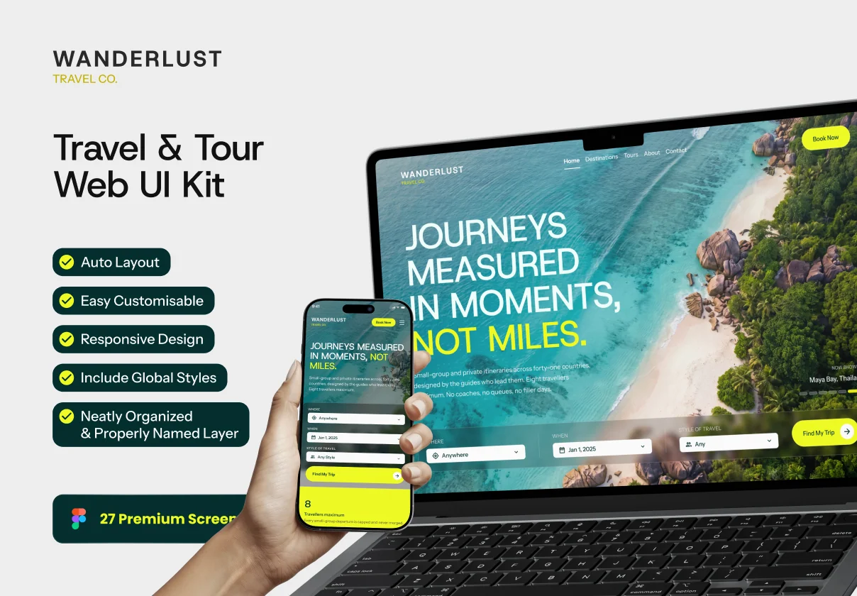 Wanderlust - Travel Tour Agency and Booking Web UI Kit