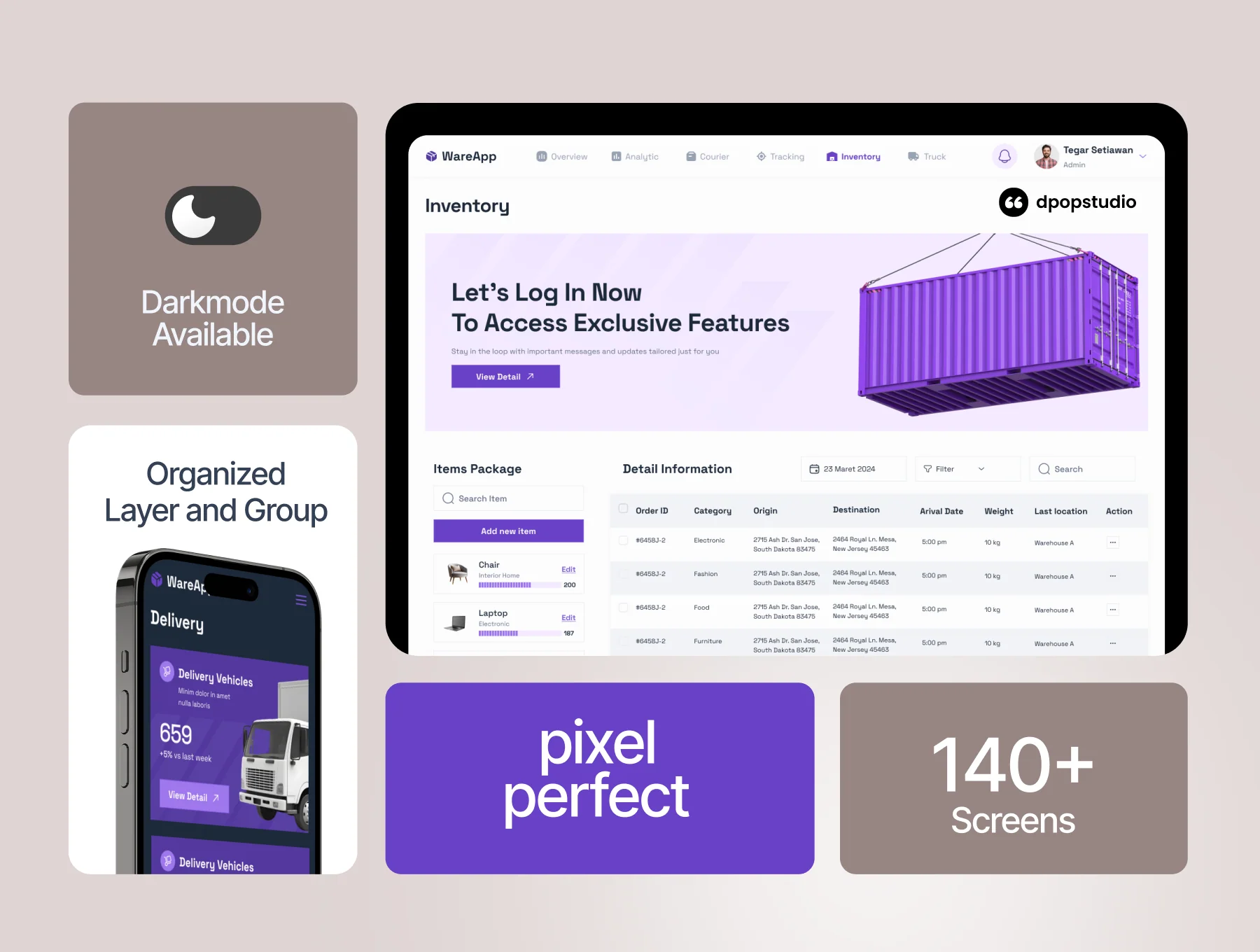 WareApp - Warehouse Shiping Dashboard UI KIT 2