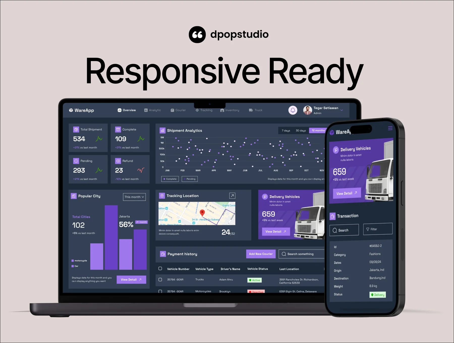 WareApp - Warehouse Shiping Dashboard UI KIT 3