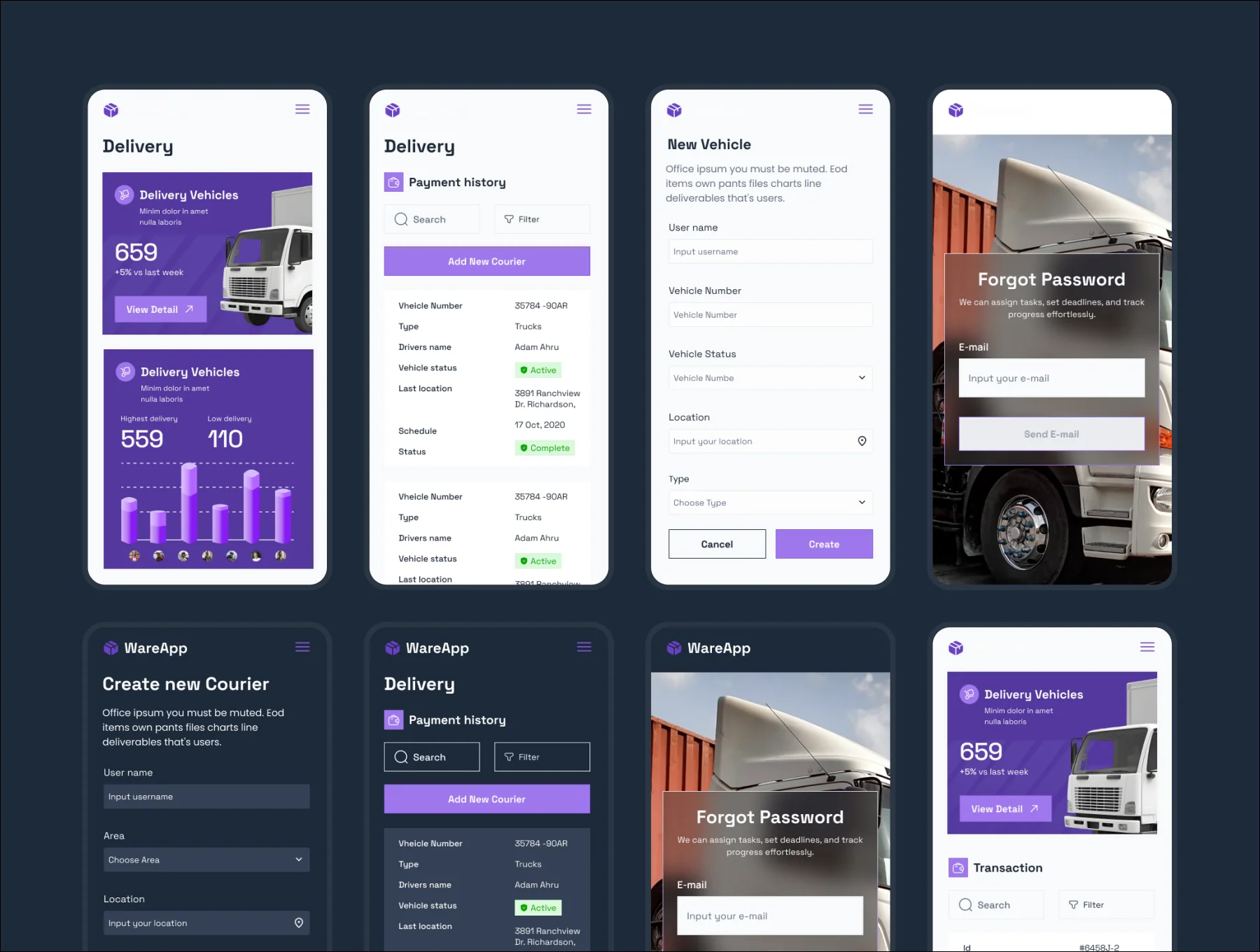 WareApp - Warehouse Shiping Dashboard UI KIT 7