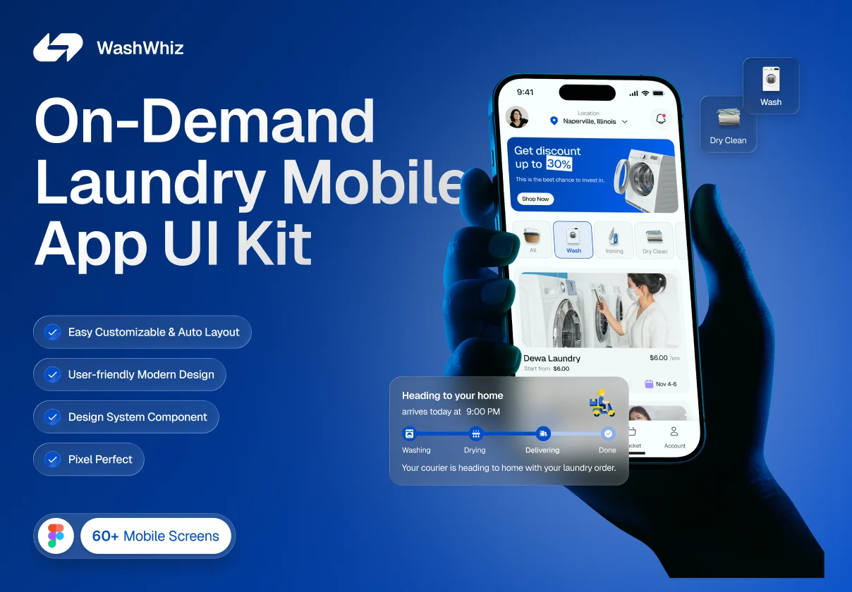 Washwhiz - Laundry Mobile App UI Kit