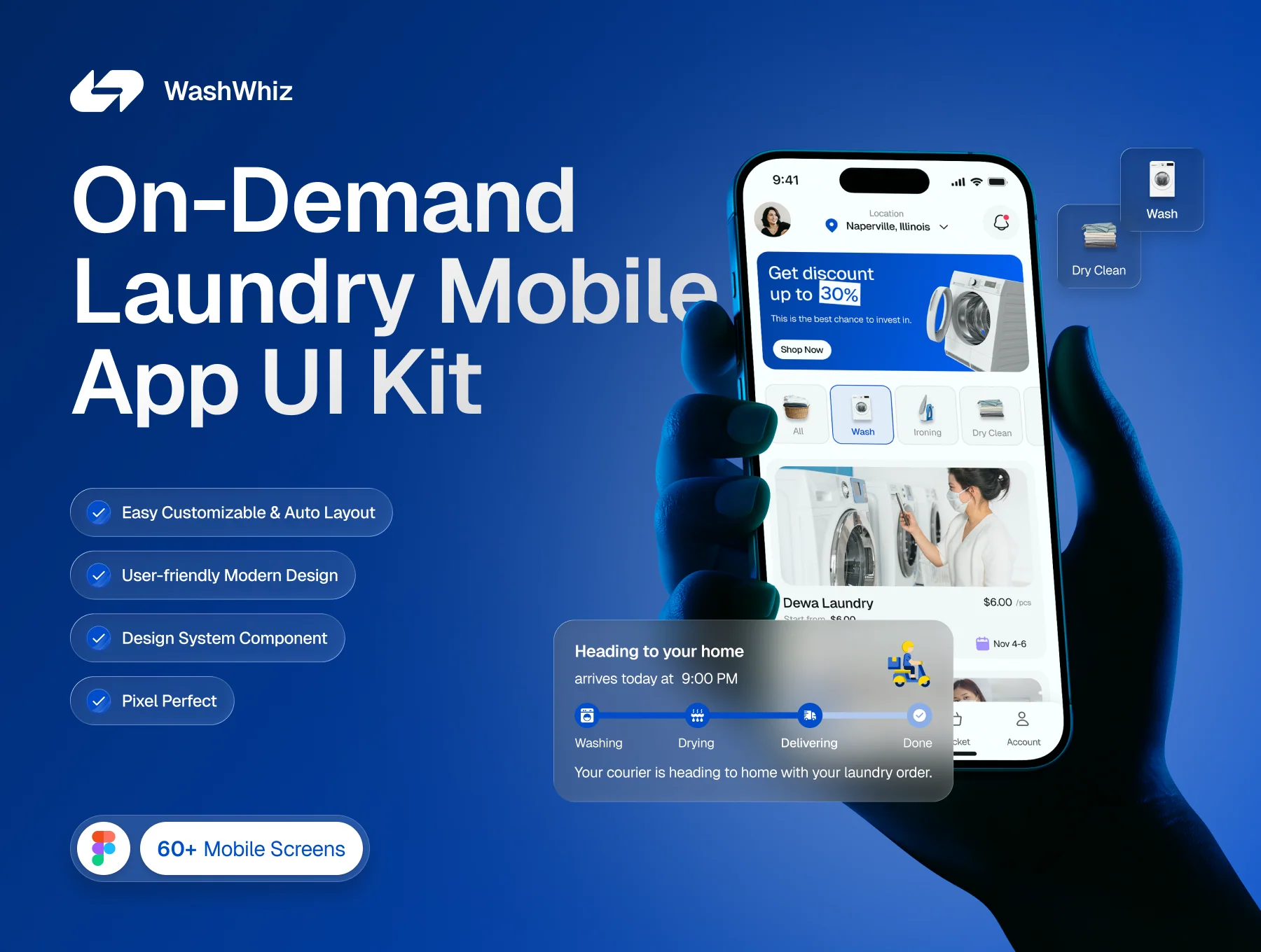 Washwhiz - Laundry Mobile App UI Kit
