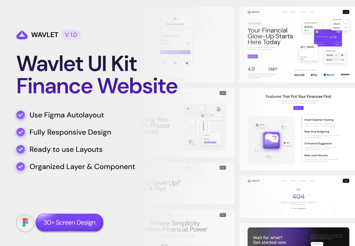 Wavlet – Finance Website UI Kit
