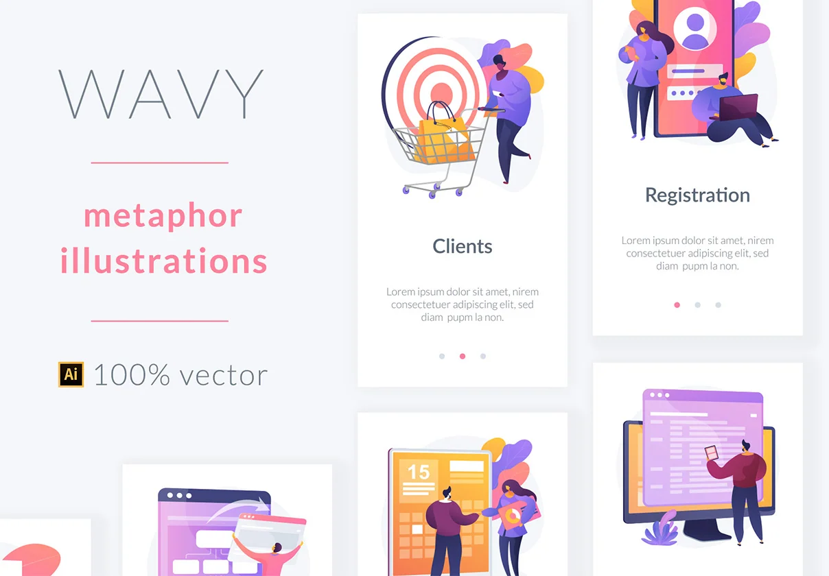 Wavy. Metaphor illustrations for UI
