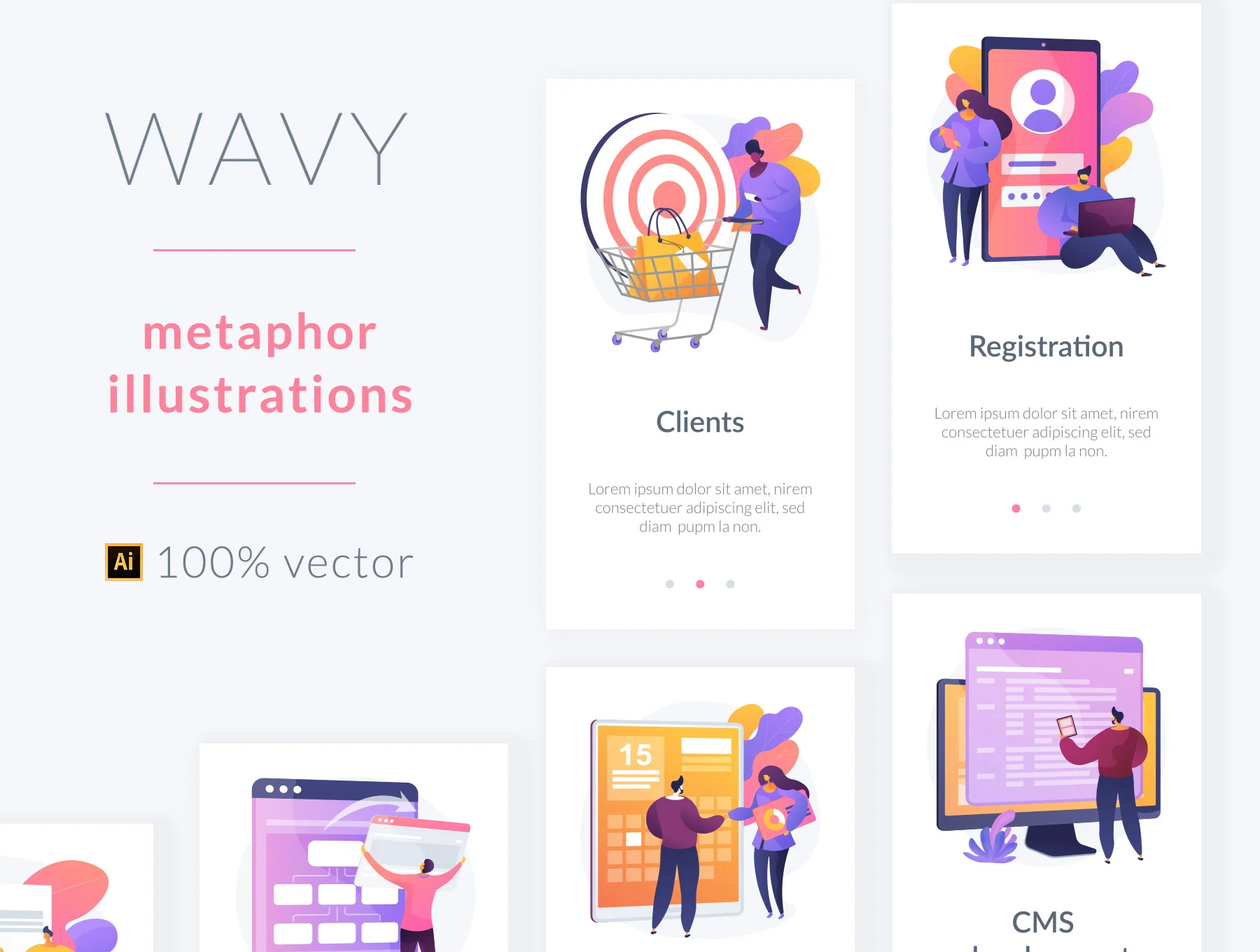 Wavy. Metaphor illustrations for UI