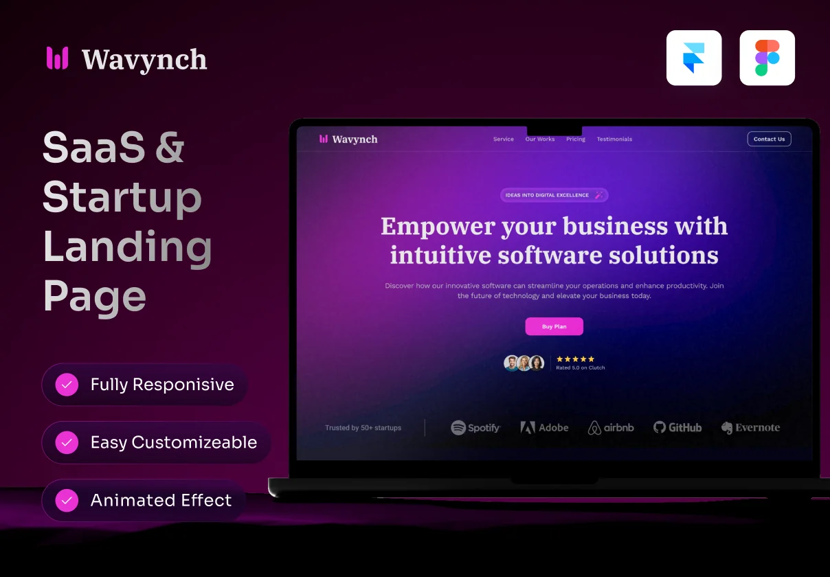 Wavynch - SaaS & Startup Landing Page Template