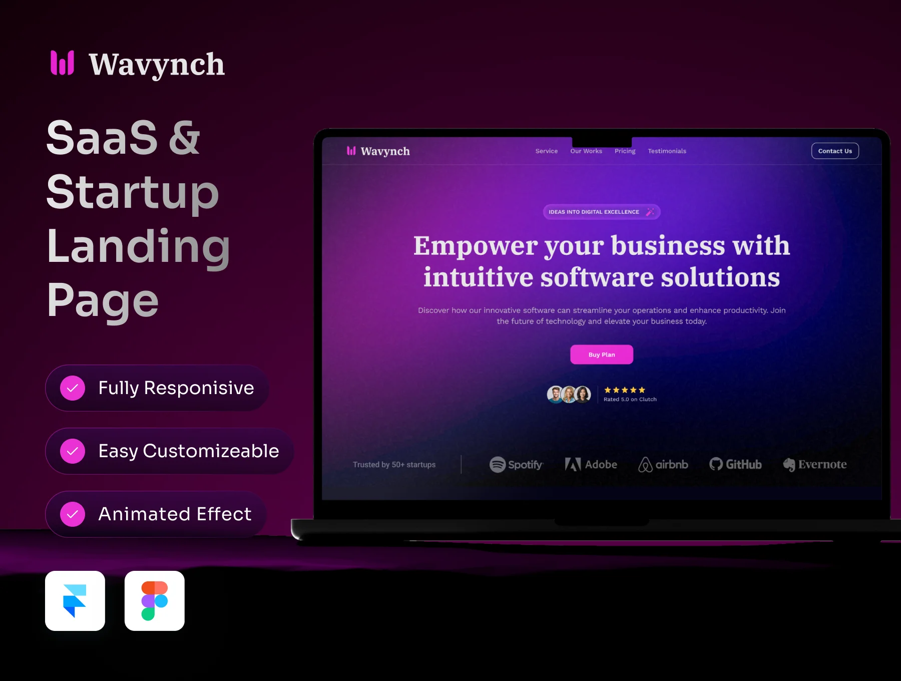 Wavynch - SaaS & Startup Landing Page Template