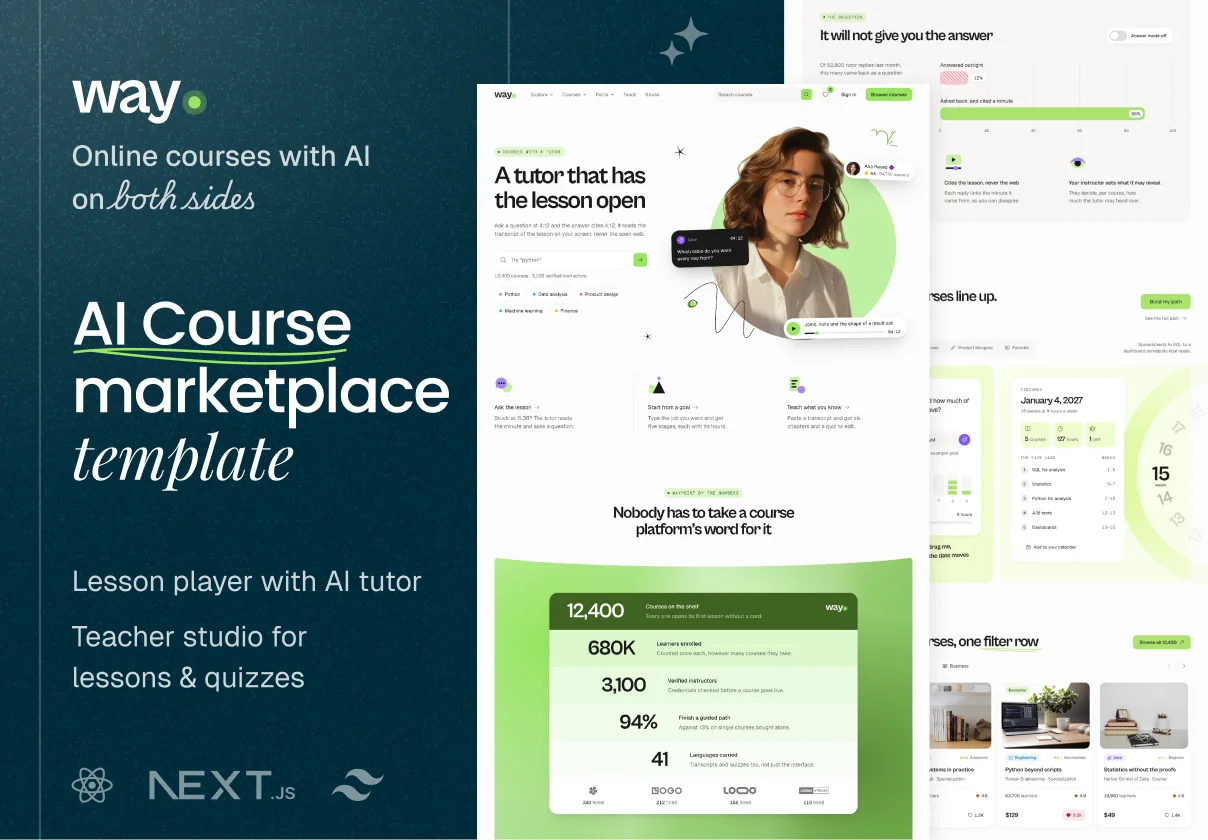 Waypoint — AI Course Marketplace React Next.js Template